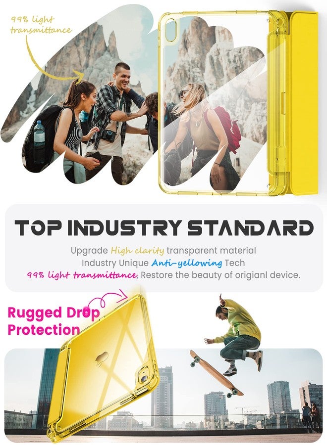 INFILAND Compatible with iPad 10th Generation Case 2022, iPad Case 10th Generation 10.9 Inch, Full Crystal Clear with Slot for Pencil & Charging Adapter, Bright Yellow - Image 2