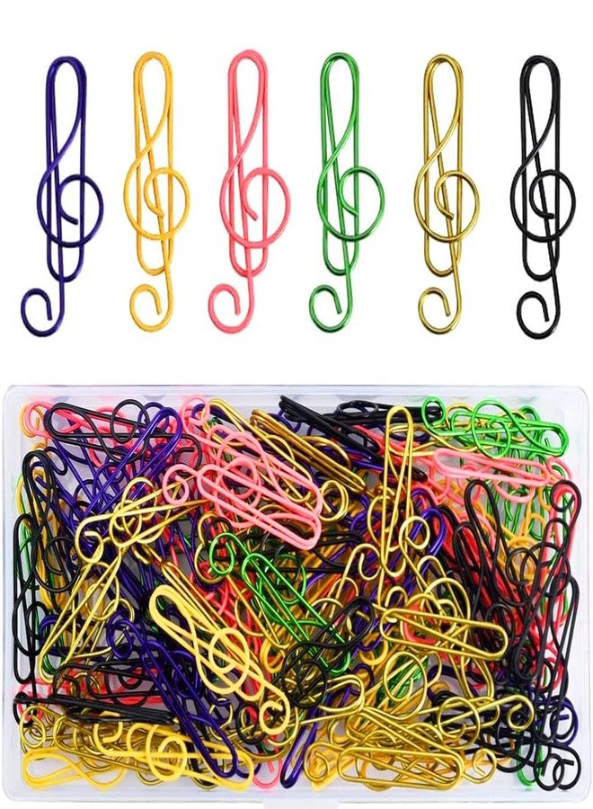 Vuzvuv 100Pcs Music Paper Clips 6 Colors, Cute Metal Musical Notes Shaped Bookmark Clips for Party Invitation Card, Cute Office Accessories for Document Organization,Funny Music Teacher Student Gifts - Image 1