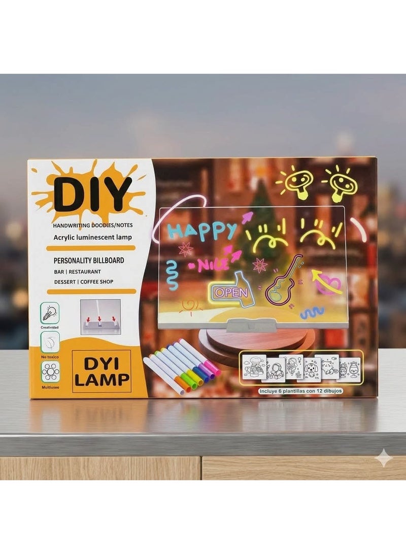 لوح الرسم والكتابة الأكريليك المضيء (DIY Acrylic Luminescent Lamp) التفاعلي، يجمع بين الفن والإضاءة المذهلة ليُضفي لمسة ساحرة على غرف الأطفال، المكتب، أو الكافيهات والمطاعم! - Image 1