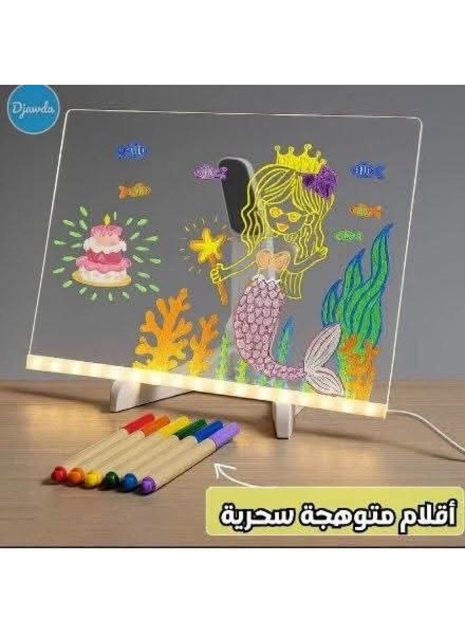 لوح الرسم والكتابة الأكريليك المضيء (DIY Acrylic Luminescent Lamp) التفاعلي، يجمع بين الفن والإضاءة المذهلة ليُضفي لمسة ساحرة على غرف الأطفال، المكتب، أو الكافيهات والمطاعم! - Image 3