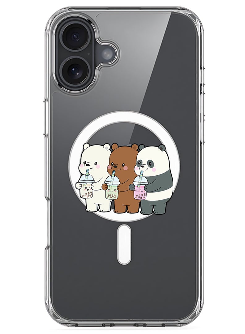 Theodor Magnetic Case for Apple iPhone 17 Compatible with MagSafe Wireless Charging, Shockproof Phone Bumper Cover - 3 Panda Drinking - Image 1