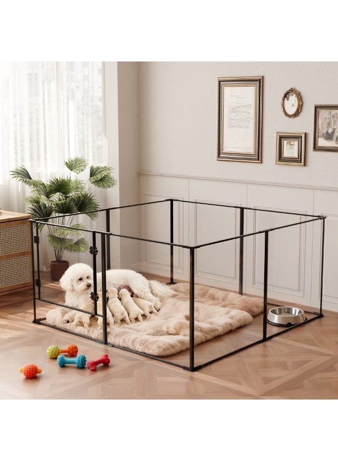 ويسفور قفص لعب شفاف للحيوانات الأليفة، قفص لعب متين للكلاب مصنوع من الألومنيوم والأكريليك، قفص ولادة حديث داخلي للجراء، سياج شفاف للكلاب الصغيرة والقطط والأرانب - Image 3