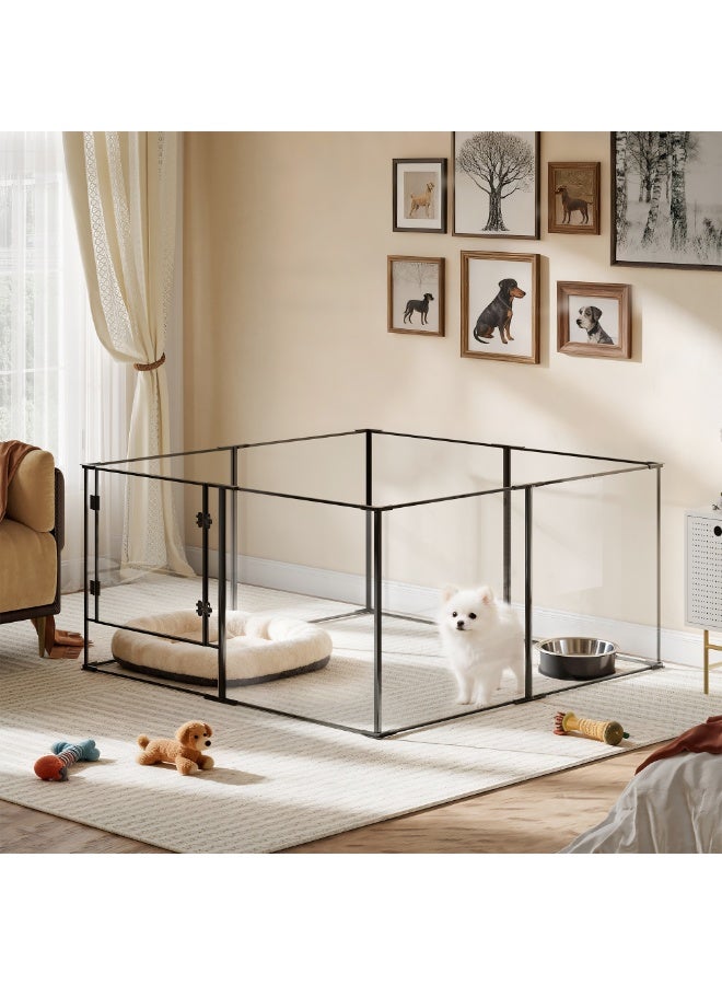 ويسفور قفص لعب شفاف للحيوانات الأليفة، قفص لعب متين للكلاب مصنوع من الألومنيوم والأكريليك، قفص ولادة حديث داخلي للجراء، سياج شفاف للكلاب الصغيرة والقطط والأرانب - Image 2