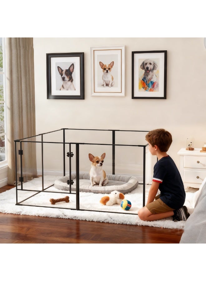 ويسفور قفص لعب شفاف للحيوانات الأليفة، قفص لعب متين للكلاب مصنوع من الألومنيوم والأكريليك، قفص ولادة حديث داخلي للجراء، سياج شفاف للكلاب الصغيرة والقطط والأرانب - Image 5