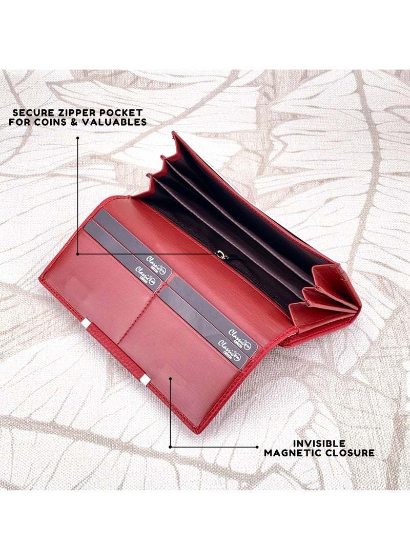 Classic Milano Premium Faux Leather Long Wallet for Women with Magnetic Closure | Ladies Wallet Card Holder Purse | Slim Women's Wallet for Daily Use, Travel, and Gifting - Image 3