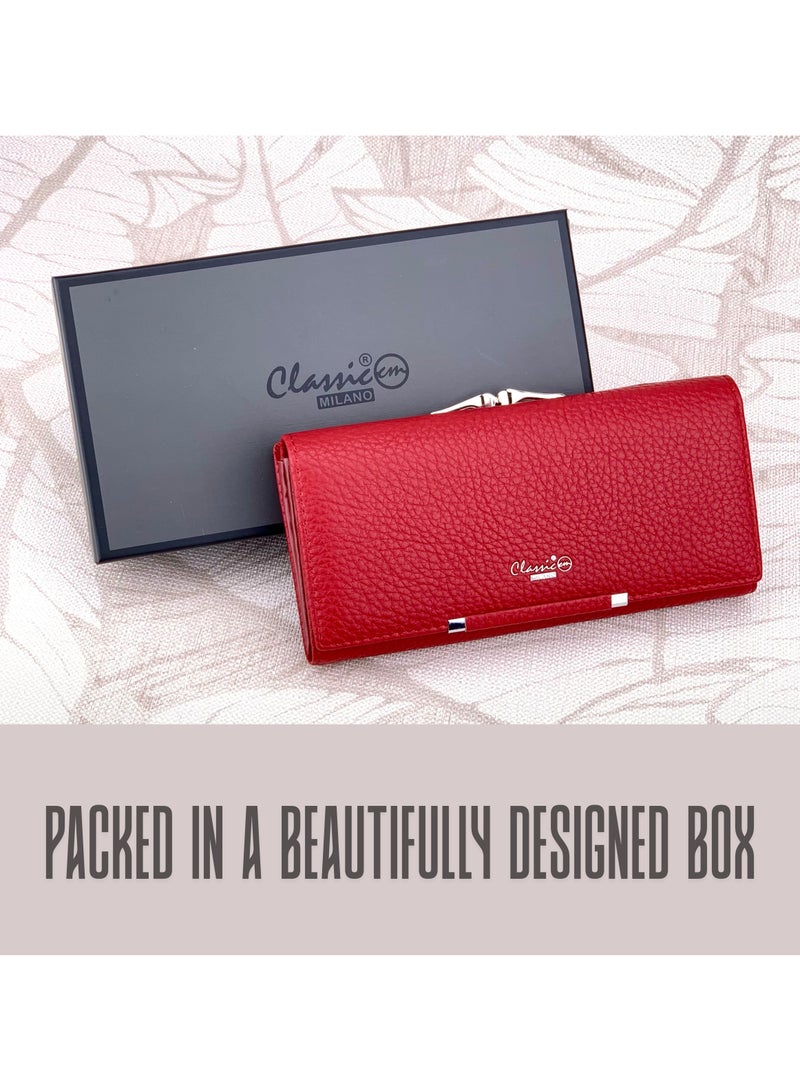 Classic Milano Premium Faux Leather Long Wallet for Women with Magnetic Closure | Ladies Wallet Card Holder Purse | Slim Women's Wallet for Daily Use, Travel, and Gifting - Image 5