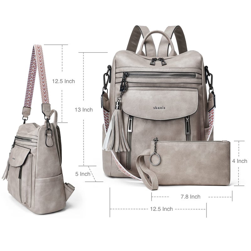 Shrrie Backpack Purse for Women Fashion Leather Backpack Purse Designer Travel Backpack Convertible Shoulder Bag with Wristlet - Image 3
