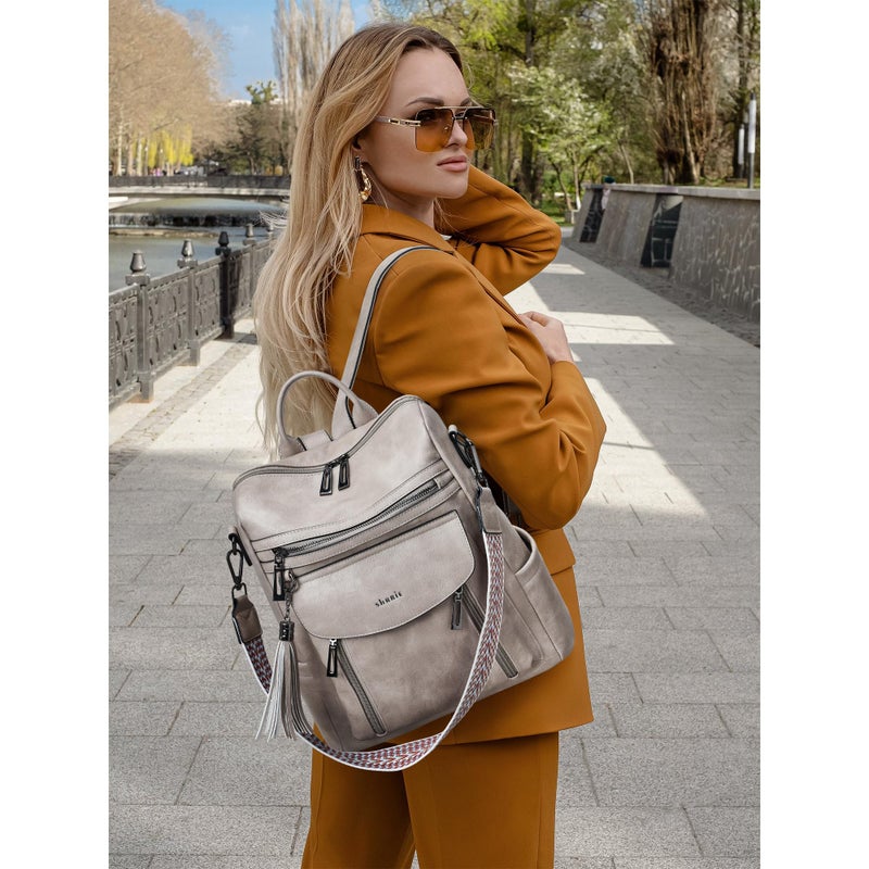 Shrrie Backpack Purse for Women Fashion Leather Backpack Purse Designer Travel Backpack Convertible Shoulder Bag with Wristlet - Image 2