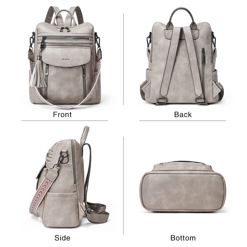 Shrrie Backpack Purse for Women Fashion Leather Backpack Purse Designer Travel Backpack Convertible Shoulder Bag with Wristlet - Image 5