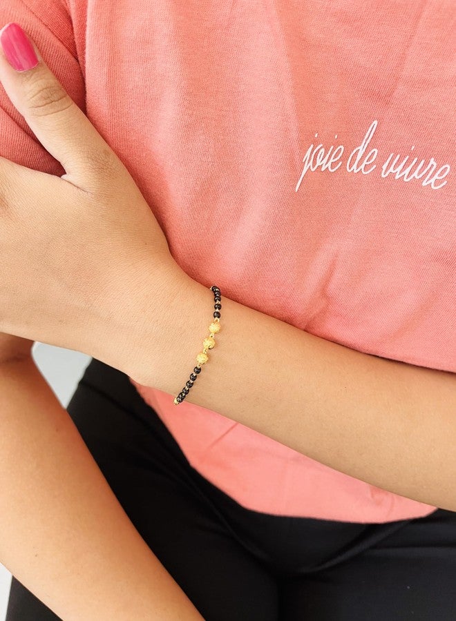 JHB Gold plated Brass Beads Hand Mangalsutra Bracelet for Women - Image 3