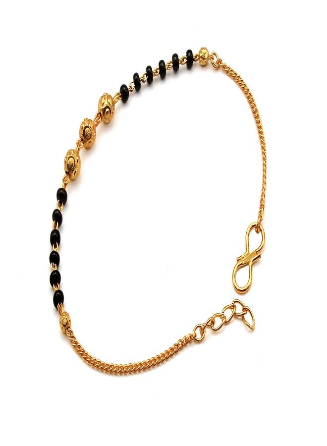 JHB Gold plated Brass Beads Hand Mangalsutra Bracelet for Women - Image 2