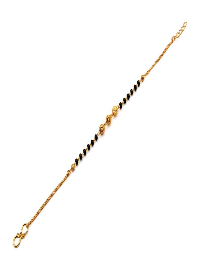 JHB Gold plated Brass Beads Hand Mangalsutra Bracelet for Women - Image 4