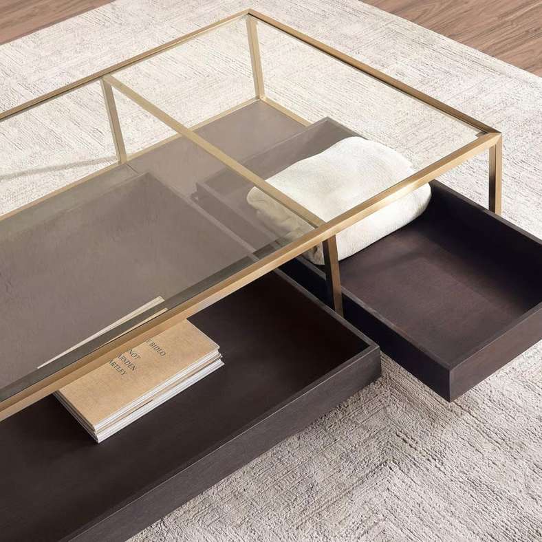 Pan Home Zarol Coffee Table - Gold & Brown - Image 3