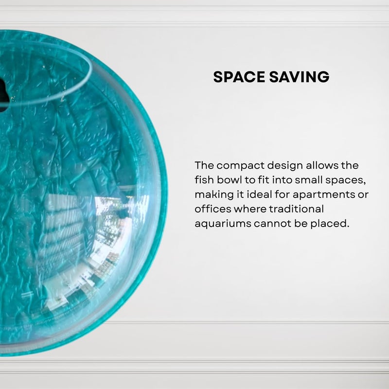 7pets Wall Mount 9-inch Blue Round Shape Fish Bowl – Without Stand | Modern Aquarium for Home, Office & Café Décor | Space Saving & Compact Design | Elegant Fish Tank & Plant Terrarium - Image 3