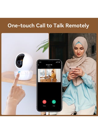كاميرا 2K للمنزل كاميرات واي فاي 3MP كاميرا أمان مع زر الاتصال كاميرات مراقبة داخلية 360° كاميرا رينجر RC 3MP فائقة الوضوح كشف الإنسان، صوت غير طبيعي لمراقبة الأطفال رؤية ليلية، تتبع ذكي - view 4