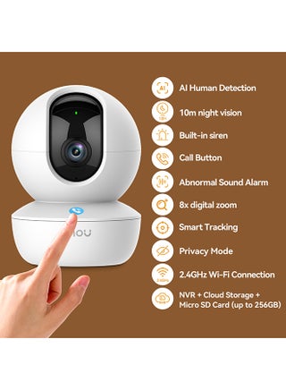 كاميرا 2K للمنزل كاميرات واي فاي 3MP كاميرا أمان مع زر الاتصال كاميرات مراقبة داخلية 360° كاميرا رينجر RC 3MP فائقة الوضوح كشف الإنسان، صوت غير طبيعي لمراقبة الأطفال رؤية ليلية، تتبع ذكي - view 2