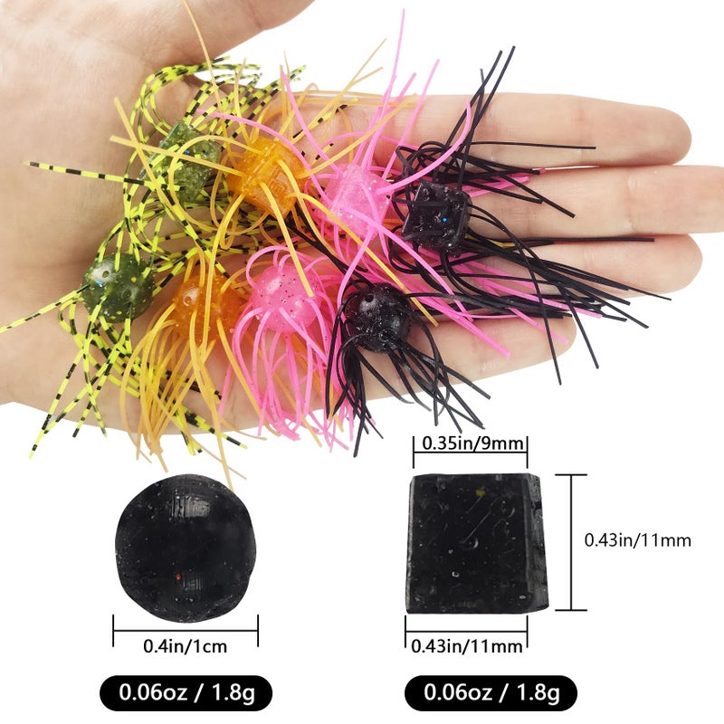 Eupheng Silicone Soft Dice Fishing Lures with Multiple Tentacles, Handmade Slow Sink Bass Fishing Soft Plastic Baits for Drop Shot, Finesse, Wacky Rig - Image 2