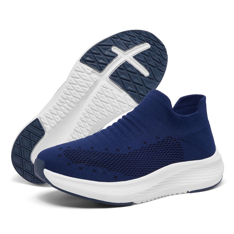 SHULOOK Womens Slip on Walking Shoes Comfort Lightweight Breathable Sock Shoe Non-Slip Mesh Casual Fashion Tennis Running Sneakers Blue - Image 5