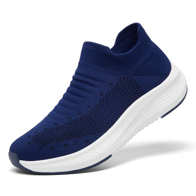 SHULOOK Womens Slip on Walking Shoes Comfort Lightweight Breathable Sock Shoe Non-Slip Mesh Casual Fashion Tennis Running Sneakers Blue - Image 1