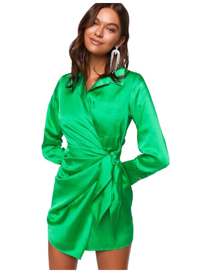 FOREVER 21 Satin Wrap Mini Dress - Image 2