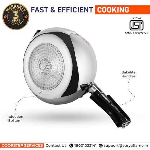 Surya Flame Aluminium 5 Litre Pressue cooker inner lid,Queen Gas and Induction Compatible ISI certified (Silver) 3 Year Doorstep Warranty - Image 5