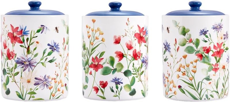 Bico Summer Provence Ceramic Air Tight 9 inch Cookie jar, for holding coffee, powder, tea, spices, Microwave and Dishwasher Safe - Image 4