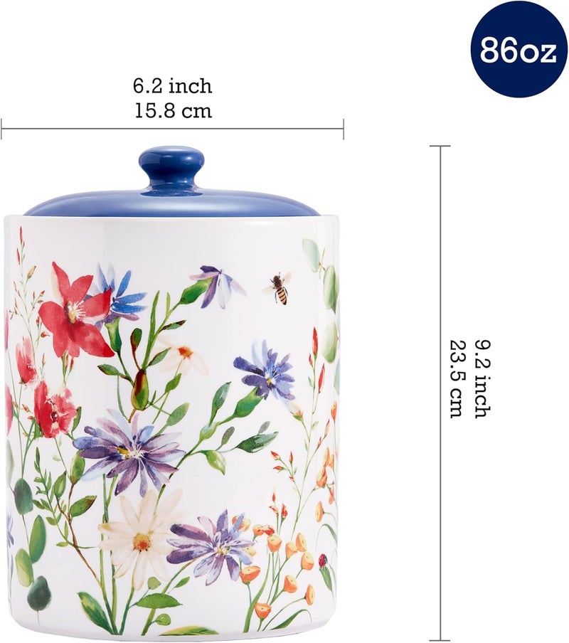 Bico Summer Provence Ceramic Air Tight 9 inch Cookie jar, for holding coffee, powder, tea, spices, Microwave and Dishwasher Safe - Image 2