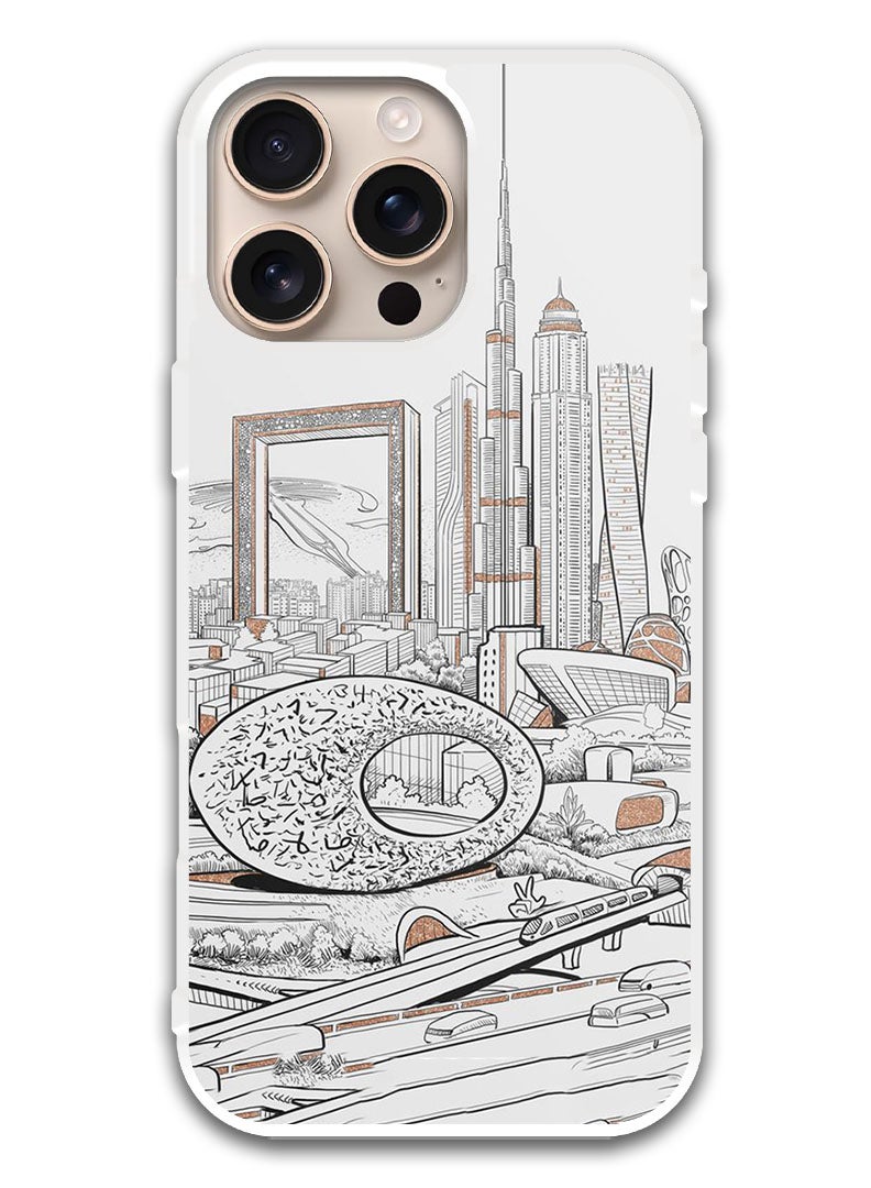 Theodor غطاء حماية لجهاز آبل آيفون 16 برو ماكس أنا أصلي (حافة بيضاء) - Image 1