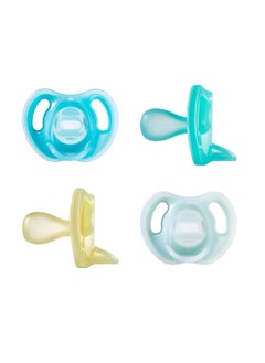 Ultra Light Silicone Pacifier Symmetrical One Piece Design Silicone Binkies 0 to 6 Month 4 Count
