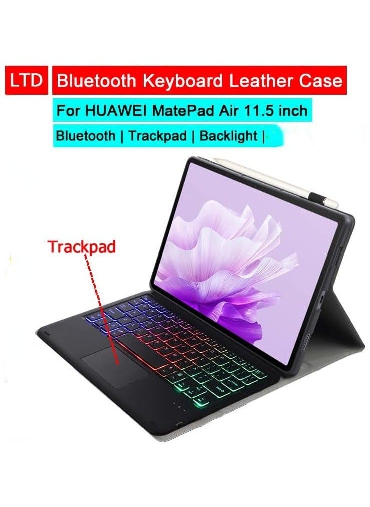 Huawei Matepad Air 11.5 inch 2023 case for, Magnetic Removable Wireless Colorful Backlit Keyboard Cover (Black) - Image 2