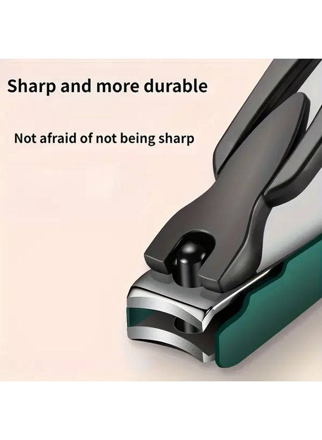 Green Large Flat Nail Clipper and File Set Sharp Precision Stainless Steel for Thick Hard Ingrown Nails - Image 3