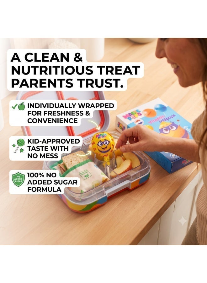 Magic Pops Vitamin C Lollipop for Kids Sugar Free Candy 12g , Immunity Support & Energy (Pack of 50) - Image 4