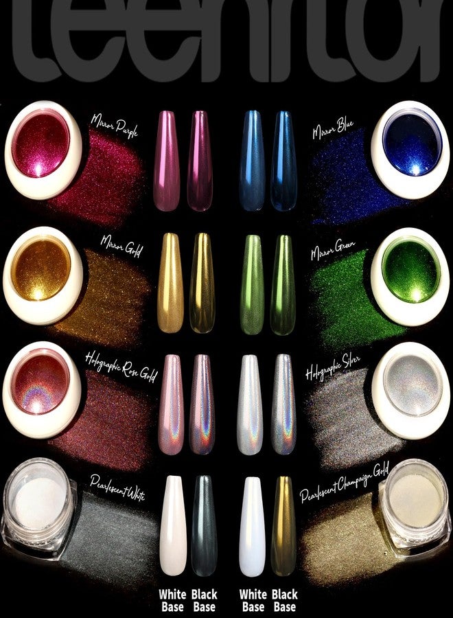 Teenitor Chrome Nail Powder With 3D Gel, Gold and White Pearl Finish - Nail Art Tools and Supplies - Image 2