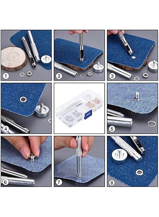 Grommet Kit 200 Sets Grommets Eyelets with 3 Pieces Install Tool Kit, 2 Colors (1/4 Inch Inside Diameter) - Image 5