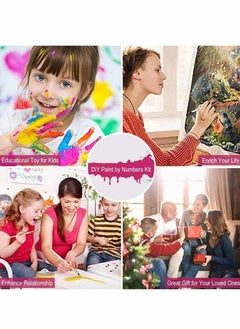 Excefore Paint by Numbers DIY Acrylic Painting Kits Hobbies on Canvas Oil Three Beautiful Flowers with 3 Brushes & Bright Colors for Adults Beginner & Kids Ages 8-12 Adult Crafts Women 40*50cm  - Image 4