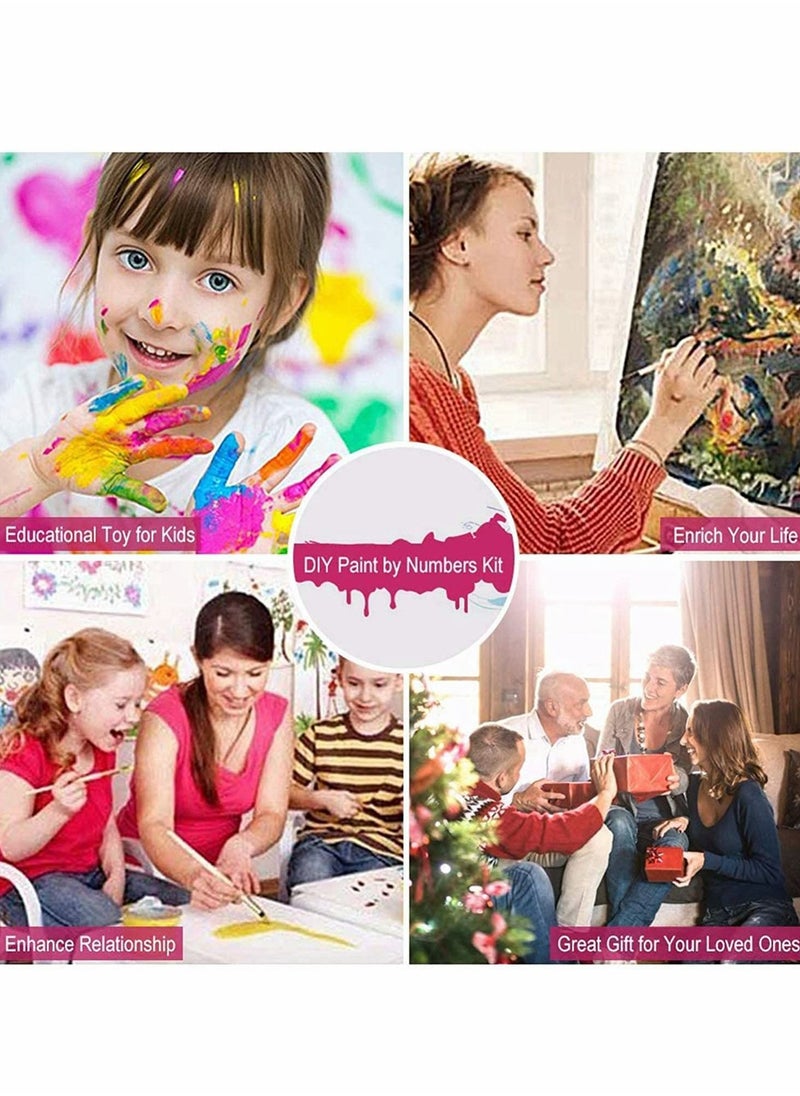 Excefore Paint by Numbers DIY Acrylic Painting Kits Hobbies on Canvas Oil Three Beautiful Flowers with 3 Brushes & Bright Colors for Adults Beginner & Kids Ages 8-12 Adult Crafts Women 40*50cm  - Image 4