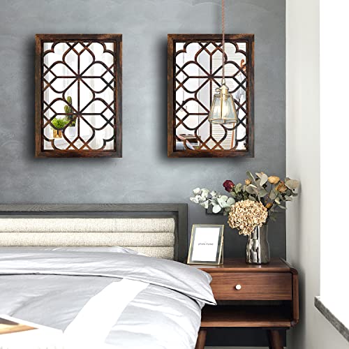 Wocred Set of 2 Rectangular Wall Mirror,Gorgeous Rustic Farmhouse Accent Mirror,Caramel Color Entry Mirror for Bathroom Renovation,Bedrooms,Living Rooms and More(11”x15”) - Image 3