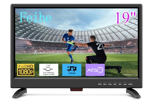 Feihe 19 Inch LED Widescreen TV with Digital ATSC Tuners HDMI/VGA/RCA/USB, 19 Inch Flat Screen TV w/Built in Dual Speakers for Kitchen and RV Camper(No Smart Telesivion) - Image 1