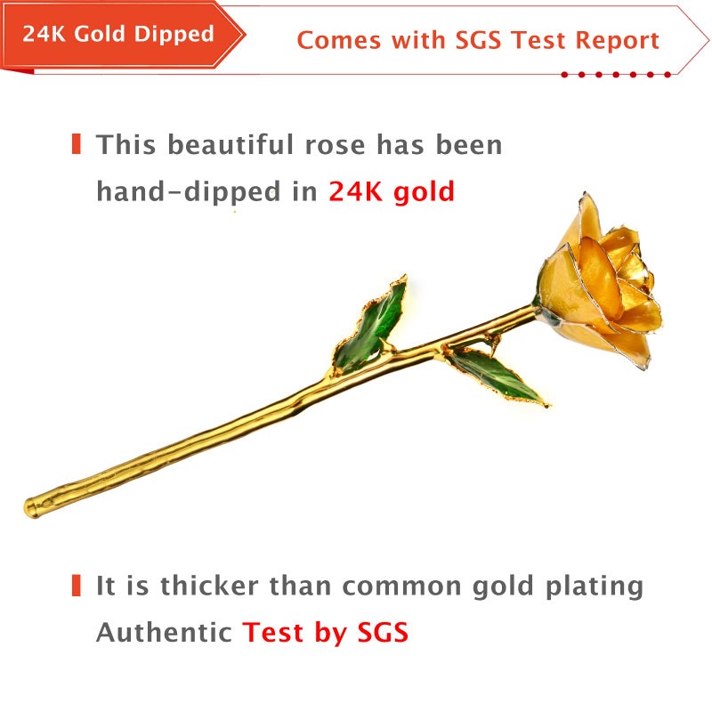AliveRose Gold Rose  24K Gold Rose Made from Real Rose - Unique Design Dipped Rose for Anniversary Valentines Mothers Day Birthday Gifts (Yellow Rose with Stand) - Image 4