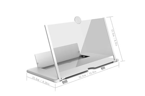 Ailenyun 16" Mobile Phone Magnifier - 3D HD Projector Screen for Movies and Videos, Foldable Stand With Screen Amplifier, Supports All Smartphones (White, 16 Inches) - Image 3