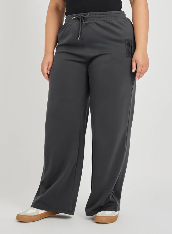 Styli Styli Plus Size Wide Leg Joggers with Drawstring