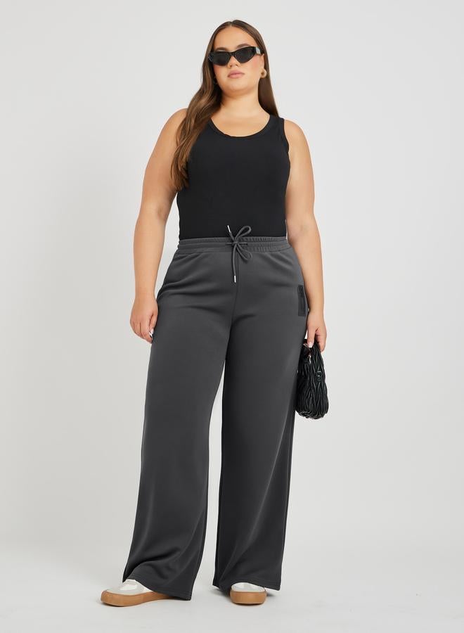 Styli Styli Plus Size Wide Leg Joggers with Drawstring  - Image 2
