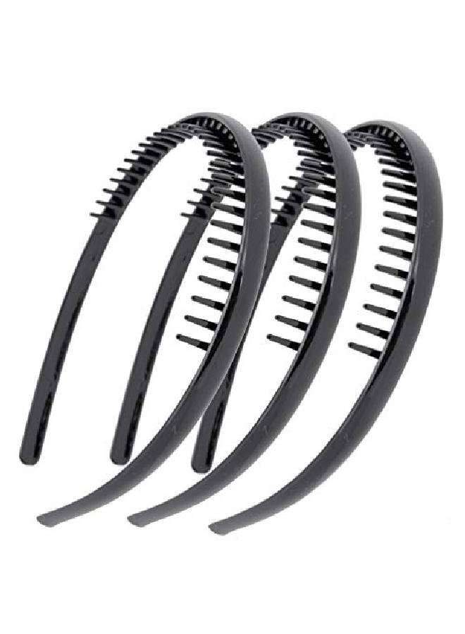 Teensery 6 Pcs Black Plastic Plain Headbands With Teeth Hair Hoop Diy Hair Accessories Hair Comb For Women Men Girls - Image 2