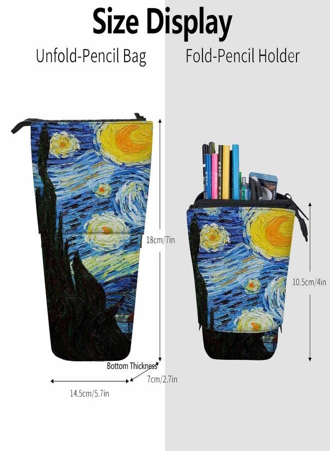 Swono Starry Night Pencil Pouch Van Gogh Classic Arts Stand Up Pencil Case Organizer Pencil Holder Makeup Bag Gift - Image 3