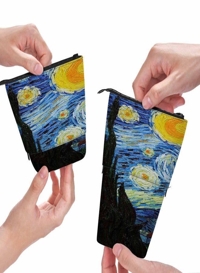 Swono Starry Night Pencil Pouch Van Gogh Classic Arts Stand Up Pencil Case Organizer Pencil Holder Makeup Bag Gift - Image 1