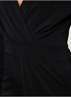 trendyol Black V Neck Knitted Long Elegant Evening & Graduation Dress TPRAW25EL00113  - Image 4