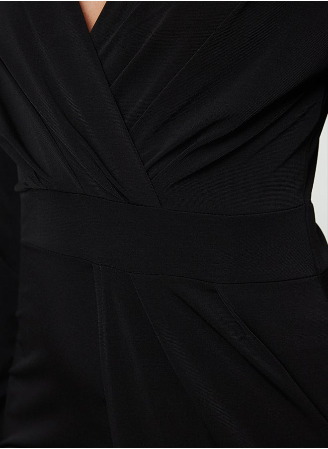 trendyol Black V Neck Knitted Long Elegant Evening & Graduation Dress TPRAW25EL00113  - Image 4