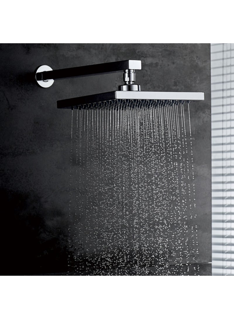 8-Inch Overhead Rain Shower Head | Chrome Finish Square Rainfall Shower Spray with Adjustable Brass Ball Joint | High Flow Luxury Bathroom Fixture - Image 1