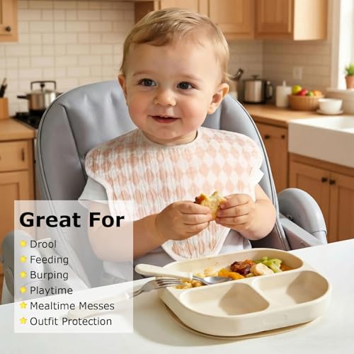 CandyHome Baby Bibs for Drooling and Teething 6 Pack, 100% Cotton Extra Soft Absorbent Bandana Muslin Bibs for Baby Girl Boy, Newborn Toddler Eating Essentials Gifts - Image 3