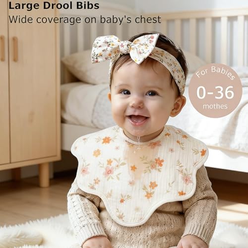 CandyHome Baby Bibs for Drooling and Teething 6 Pack, 100% Cotton Extra Soft Absorbent Bandana Muslin Bibs for Baby Girl Boy, Newborn Toddler Eating Essentials Gifts - Image 2